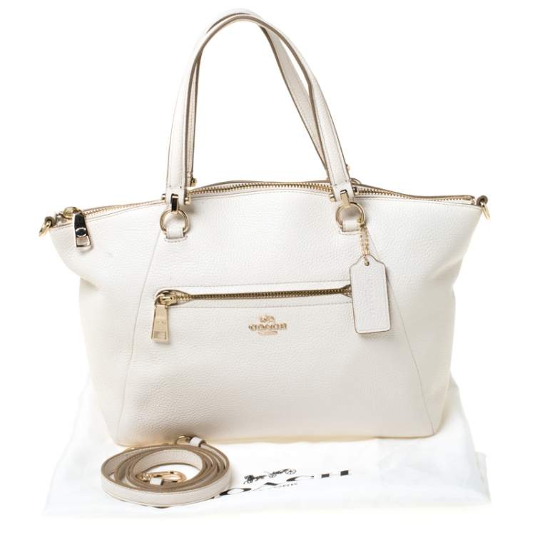 Pre Owned Coach Cream Pebbled Leather Prairie Satchel 