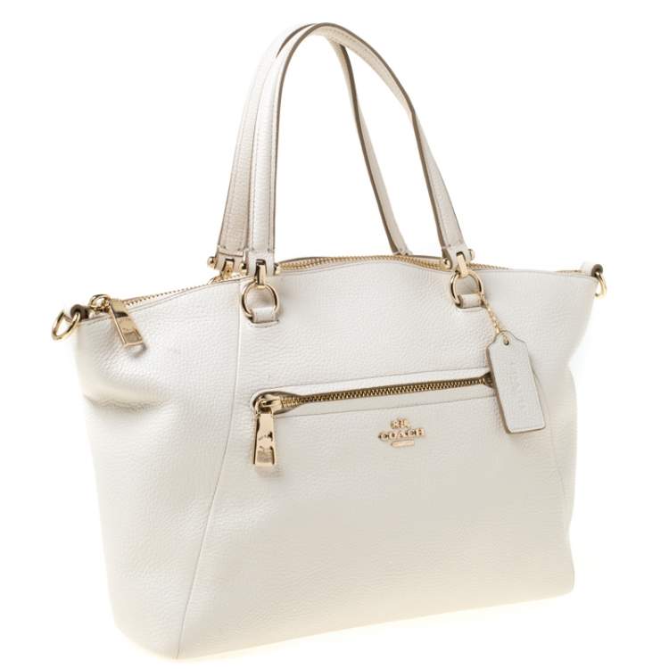 Pre Owned Coach Cream Pebbled Leather Prairie Satchel 