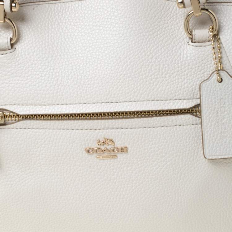 Pre Owned Coach Cream Pebbled Leather Prairie Satchel 