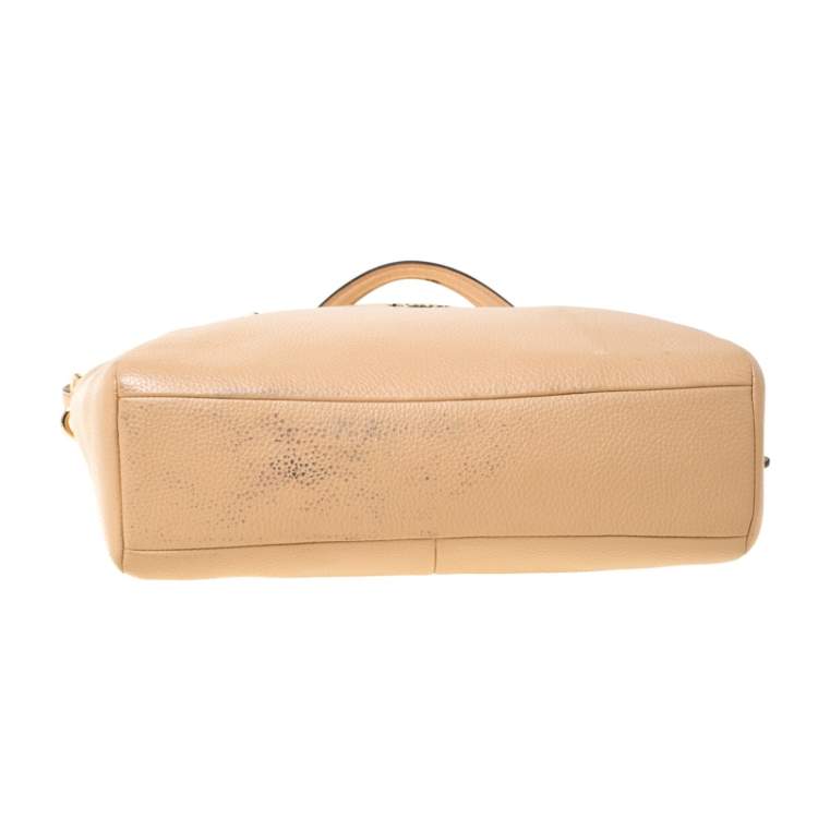 Pre Owned Coach Beige Pebbled Leather Prairie Satchel