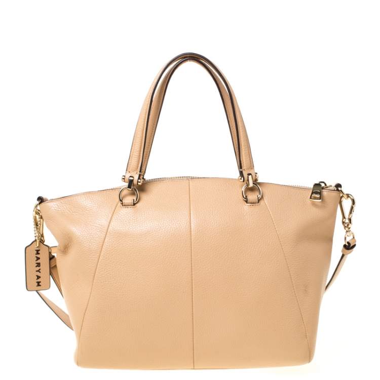 Pre Owned Coach Beige Pebbled Leather Prairie Satchel