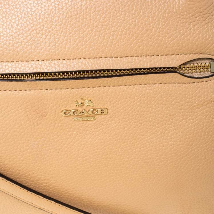 Pre Owned Coach Beige Pebbled Leather Prairie Satchel