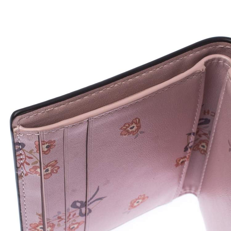 Pre Owned Coach Pastel Orange/Pink Leather Colorblock Trifold Wallet 