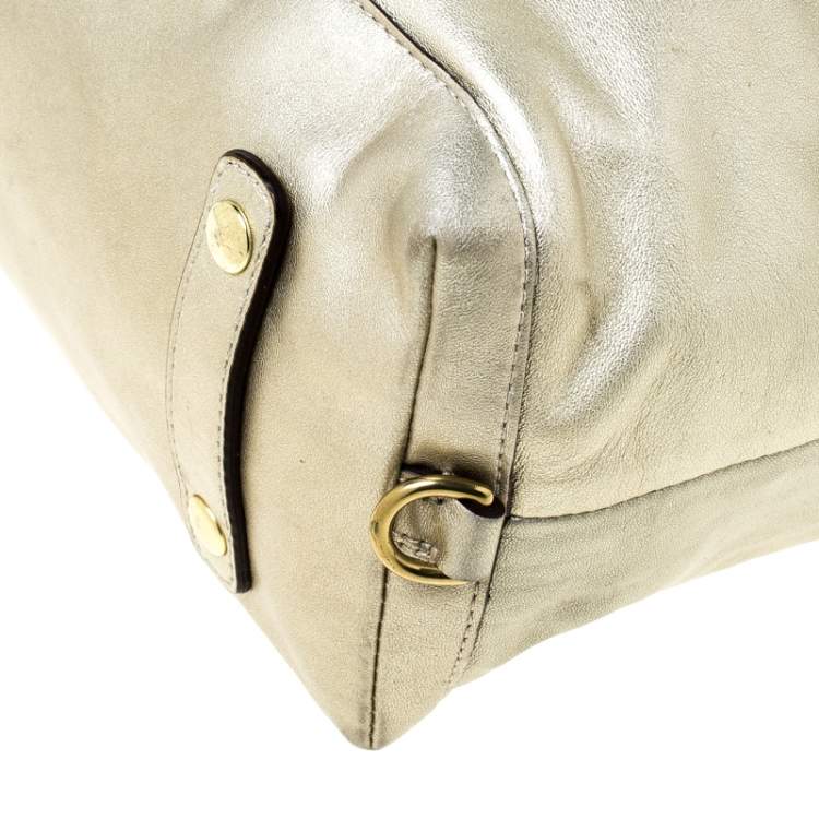 Pre Owned Coach Gold Metallic Leather Madison Sabrina Satchel 
