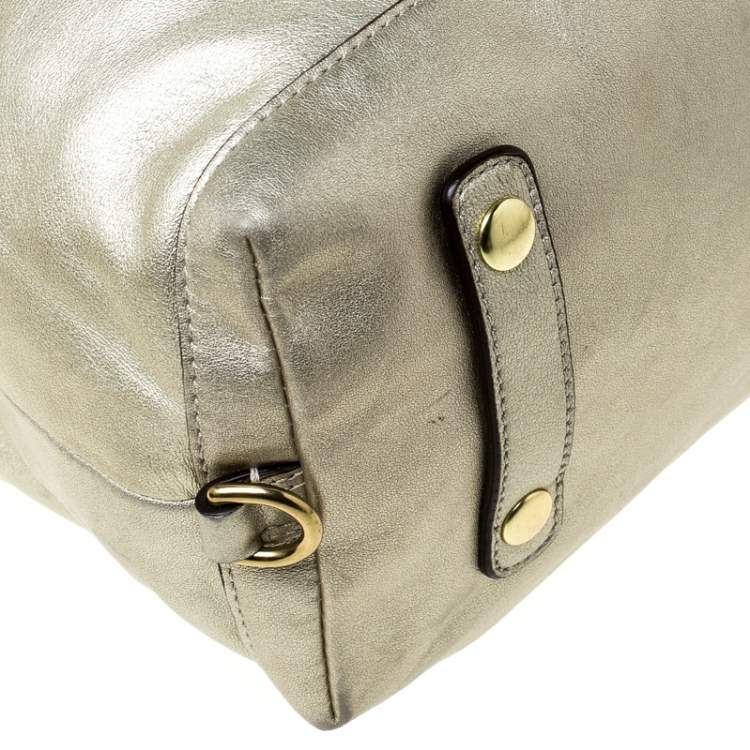 Pre Owned Coach Gold Metallic Leather Madison Sabrina Satchel 