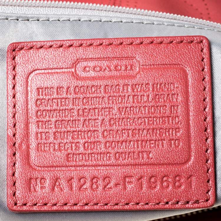 Pre Owned Coach Light Orange Leather Perforated Tote 