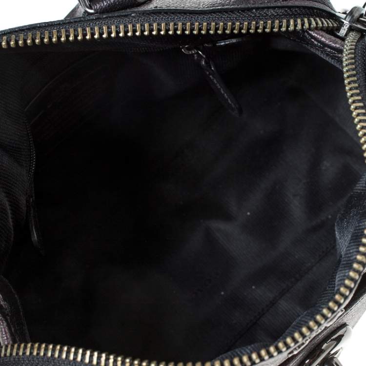 مملوكة مسبقًا Coach Metallic Black Leather Mercer Satchel