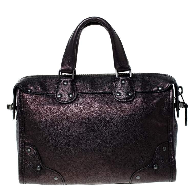 مملوكة مسبقًا Coach Metallic Black Leather Mercer Satchel