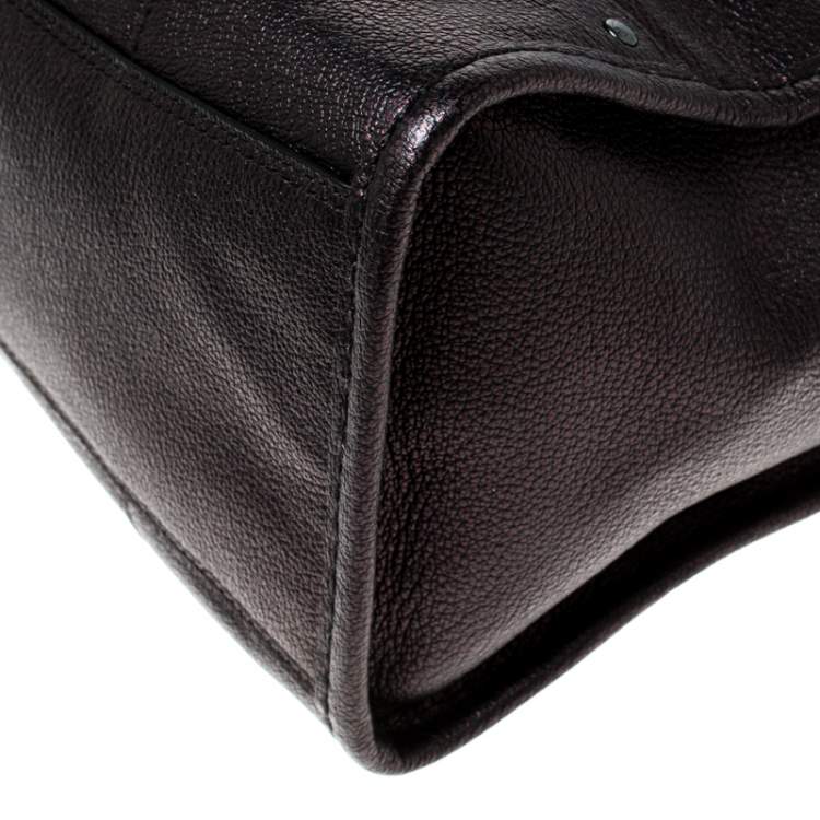 مملوكة مسبقًا Coach Metallic Black Leather Mercer Satchel