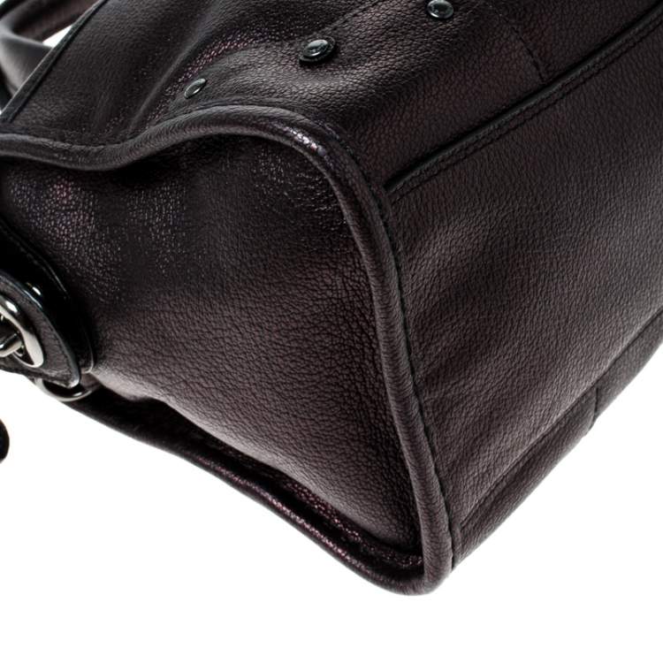 مملوكة مسبقًا Coach Metallic Black Leather Mercer Satchel