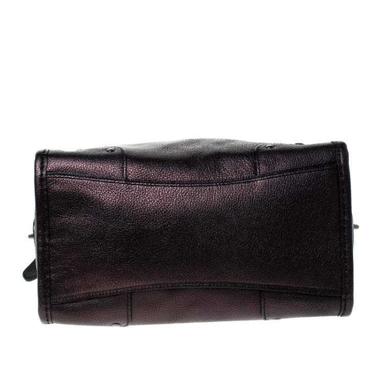 مملوكة مسبقًا Coach Metallic Black Leather Mercer Satchel