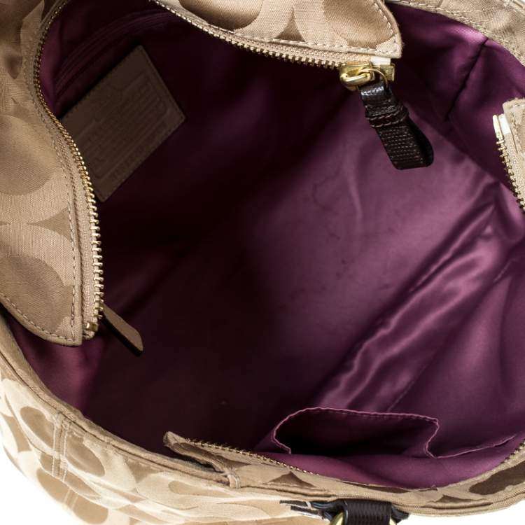 مملوكة مسبقًا Coach Beige/Brown Fabric Madison Op Art Tote