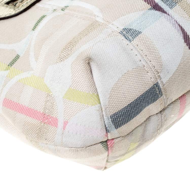 Pre Owned Coach Multicolor Signature Canvas and Leather Shoulder Bag