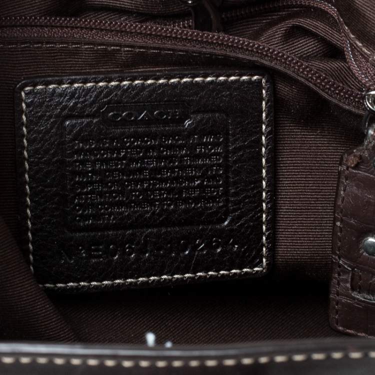 Pre Owned Coach Black/Brown Canvas and Leather Hampton Satchel