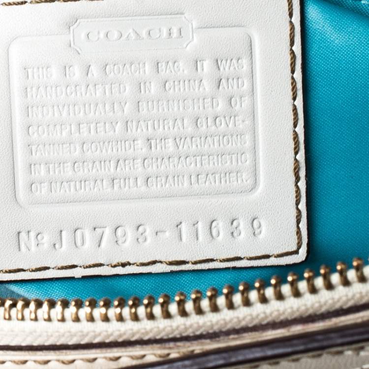 Pre Owned Coach Cream Monogram Leather Turnlock Satchel