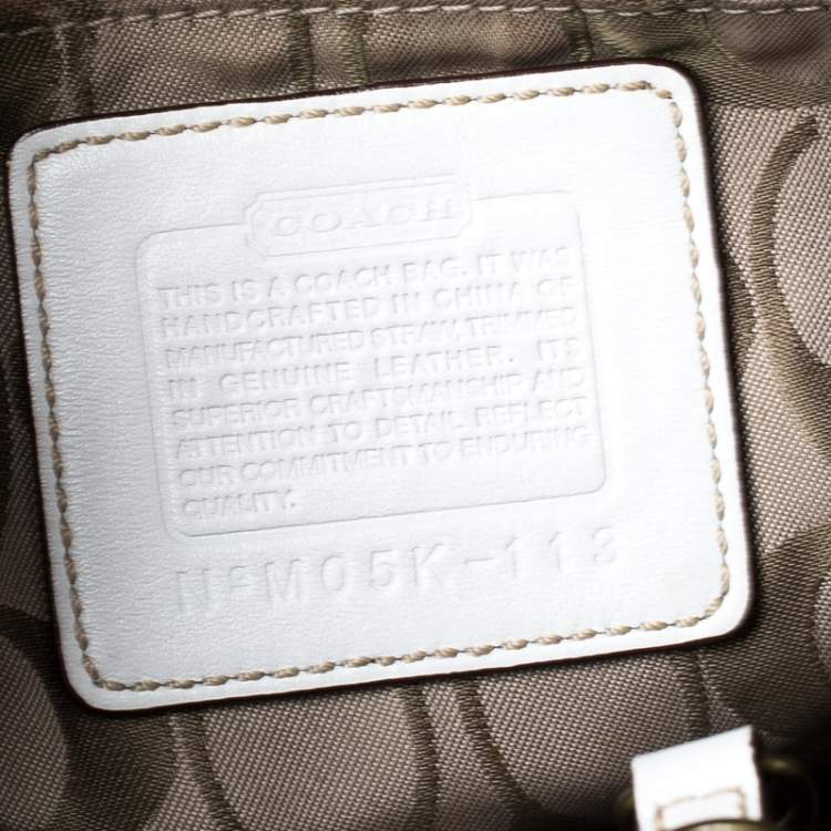 Pre Owned Coach Beige/White Straw and Leather Tote