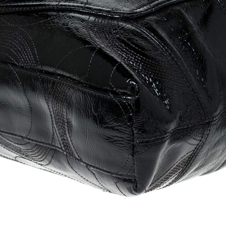 Pre Owned Coach Black Patent Leather Hobo