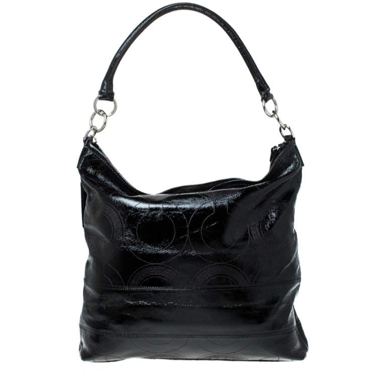 Pre Owned Coach Black Patent Leather Hobo
