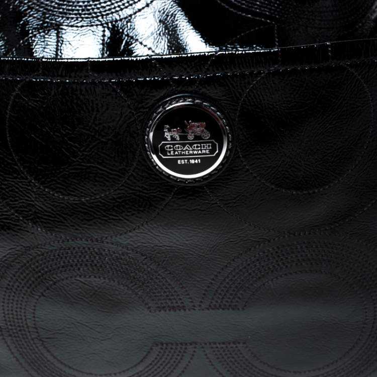 Pre Owned Coach Black Patent Leather Hobo