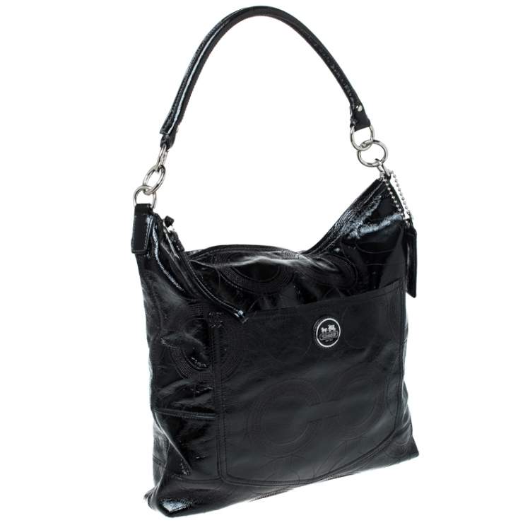 Pre Owned Coach Black Patent Leather Hobo