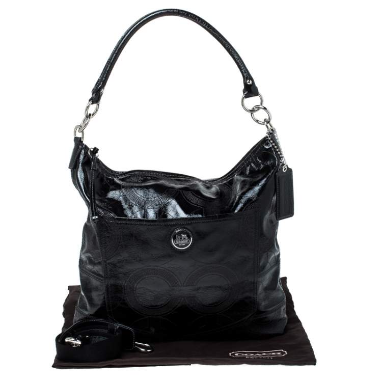 Pre Owned Coach Black Patent Leather Hobo