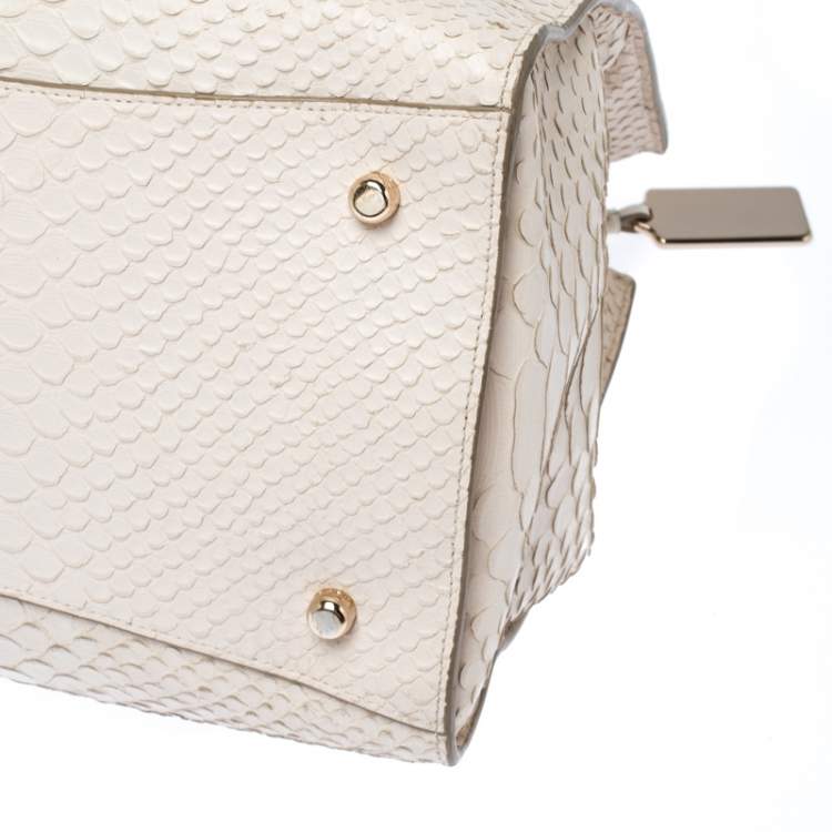 Pre Owned Coach Cream Python Embossed Leather Tote
