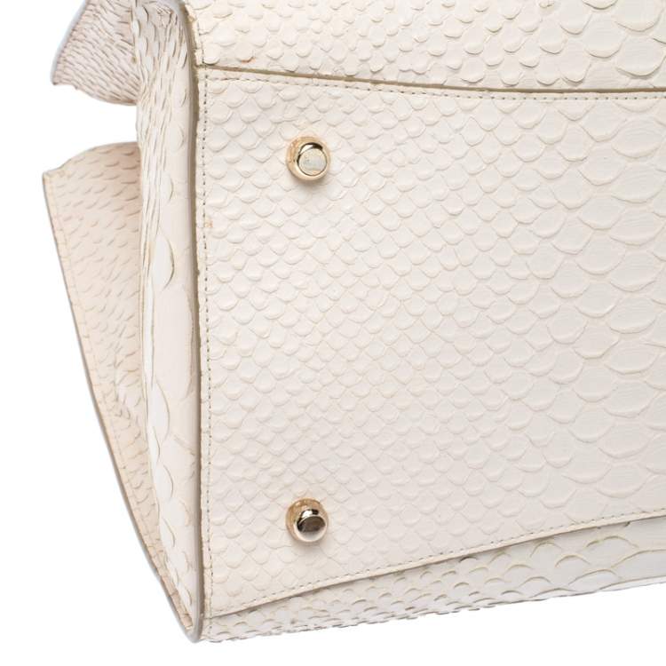Pre Owned Coach Cream Python Embossed Leather Tote