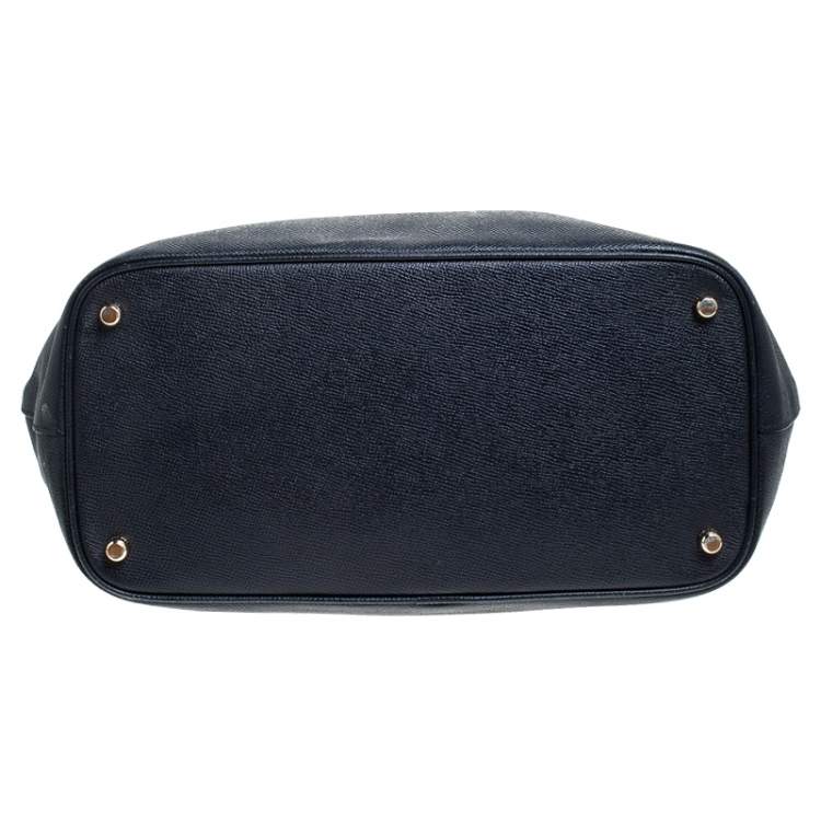 Pre Owned Coach Navy Blue Leather Kitt Carryall Satchel