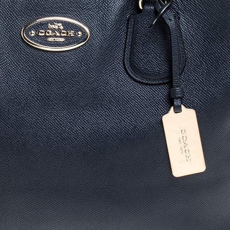 Pre Owned Coach Navy Blue Leather Kitt Carryall Satchel