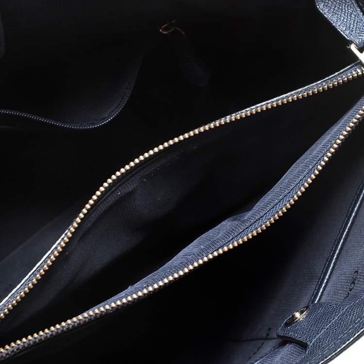 Pre Owned Coach Navy Blue Leather Kitt Carryall Satchel