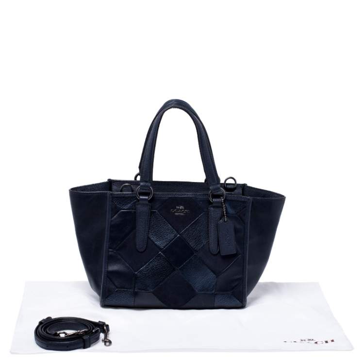 Pre Owned Coach Navy Patchwork Leather Mini Crossbody Bag