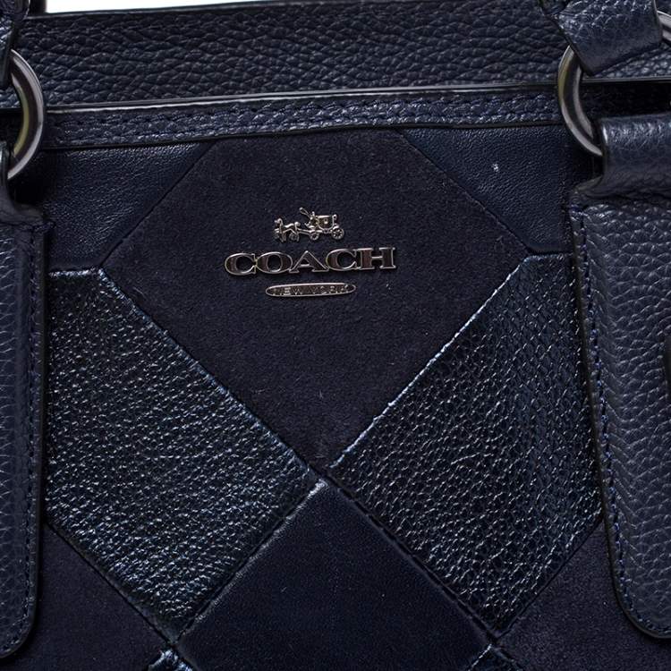 Pre Owned Coach Navy Patchwork Leather Mini Crossbody Bag