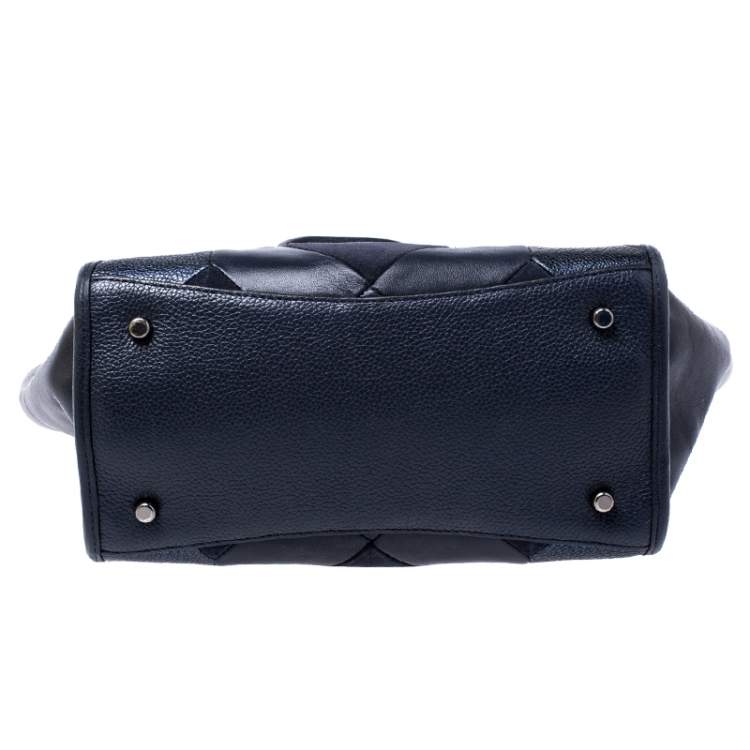 Pre Owned Coach Navy Patchwork Leather Mini Crossbody Bag