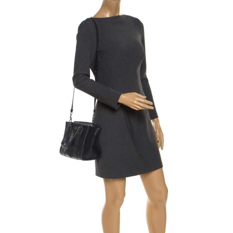 Pre Owned Coach Navy Patchwork Leather Mini Crossbody Bag