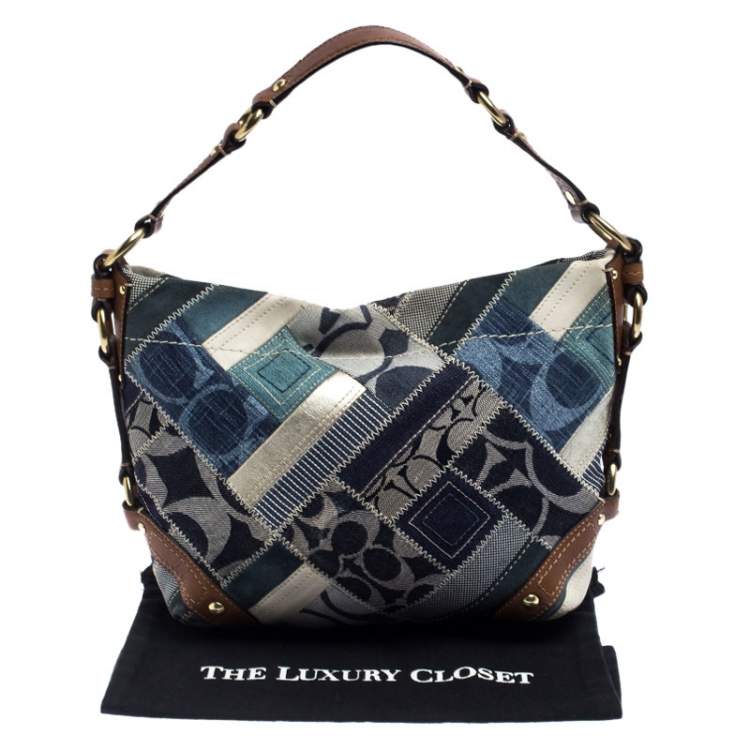 Pre Owned Coach Multicolor Patchwork Leather and Fabric Carly Hobo