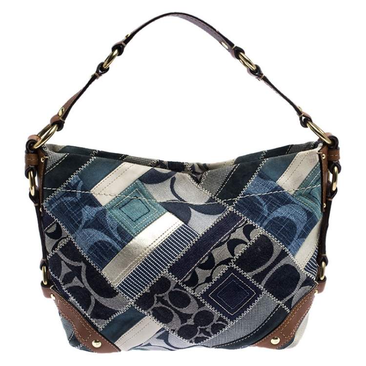 Pre Owned Coach Multicolor Patchwork Leather and Fabric Carly Hobo