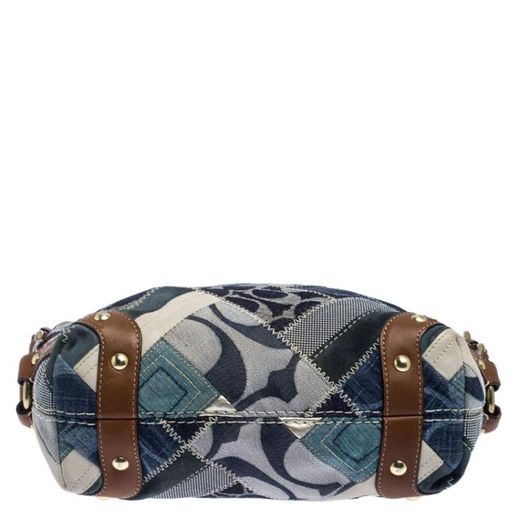 Pre Owned Coach Multicolor Patchwork Leather and Fabric Carly Hobo
