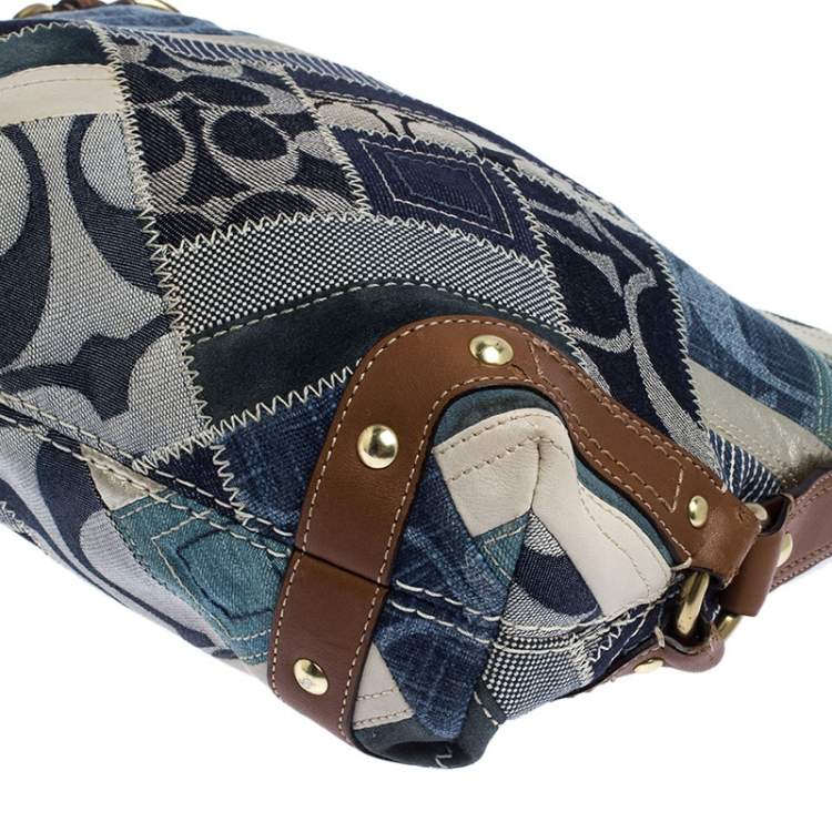 Pre Owned Coach Multicolor Patchwork Leather and Fabric Carly Hobo
