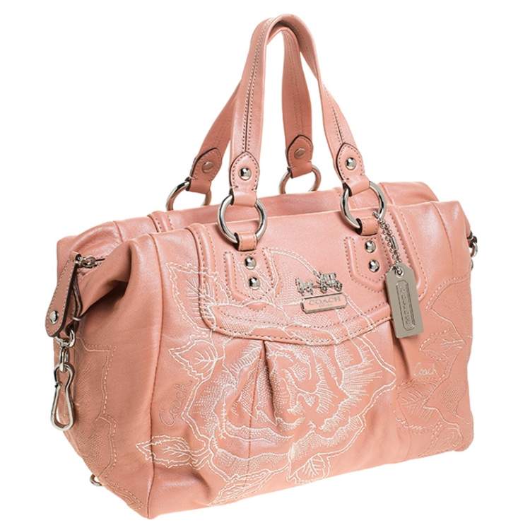 Pre Owned Coach Coral Orange Leather Limited Edition Madison Satchel
