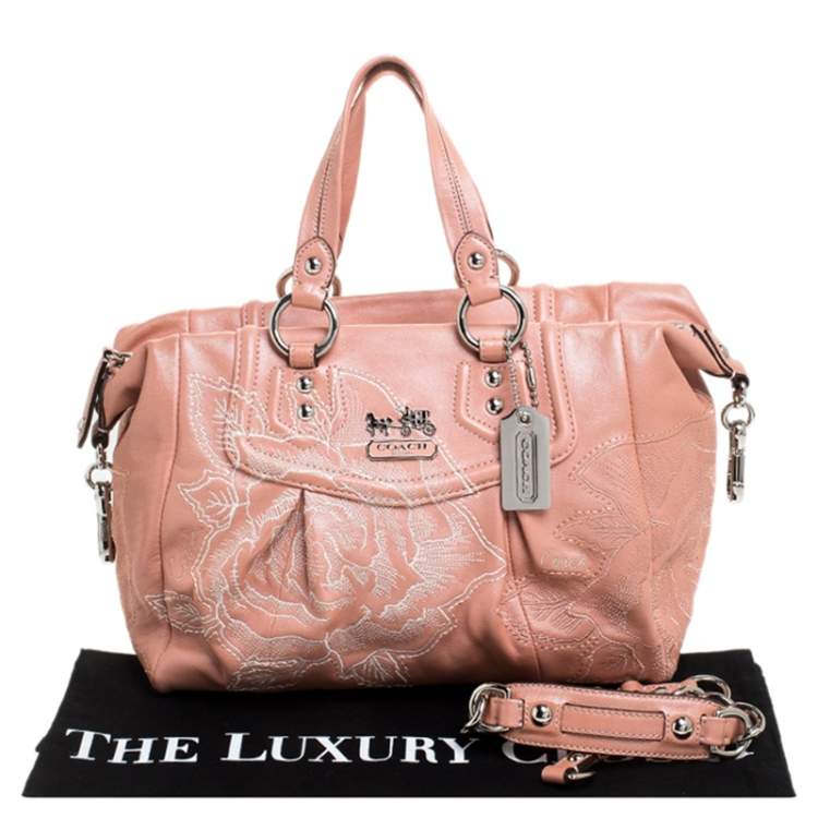 Pre Owned Coach Coral Orange Leather Limited Edition Madison Satchel