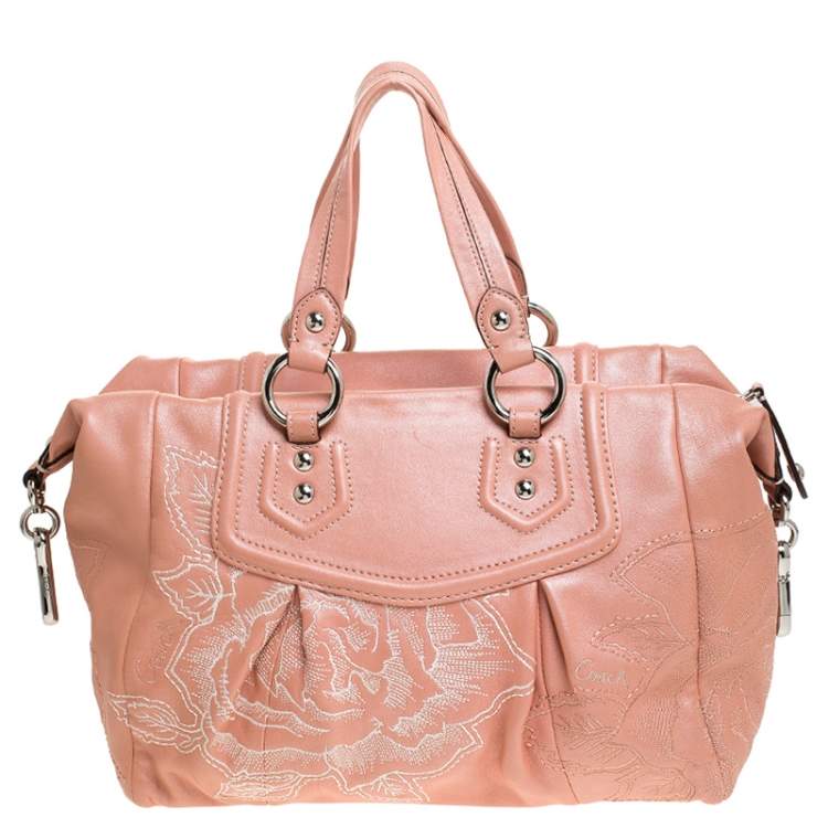 Pre Owned Coach Coral Orange Leather Limited Edition Madison Satchel