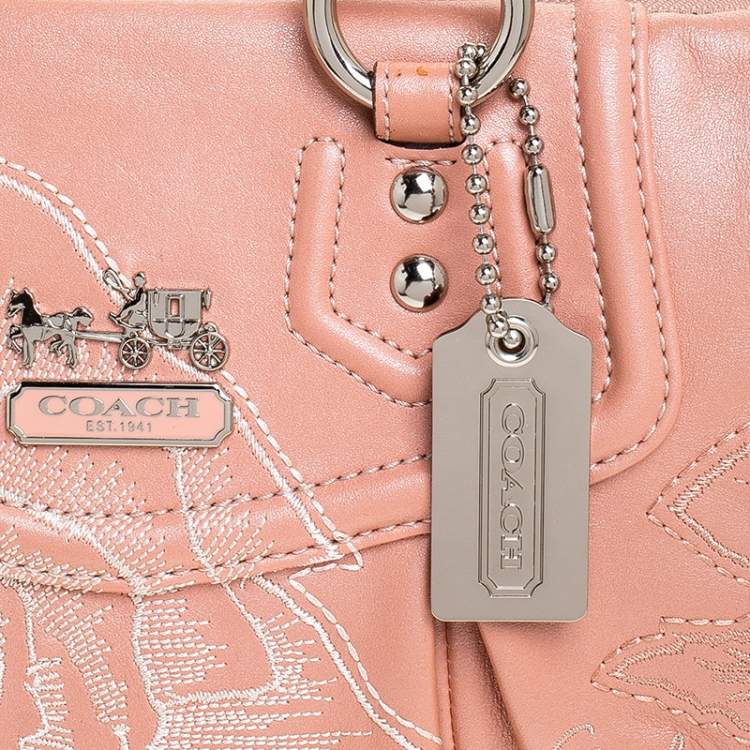 Pre Owned Coach Coral Orange Leather Limited Edition Madison Satchel