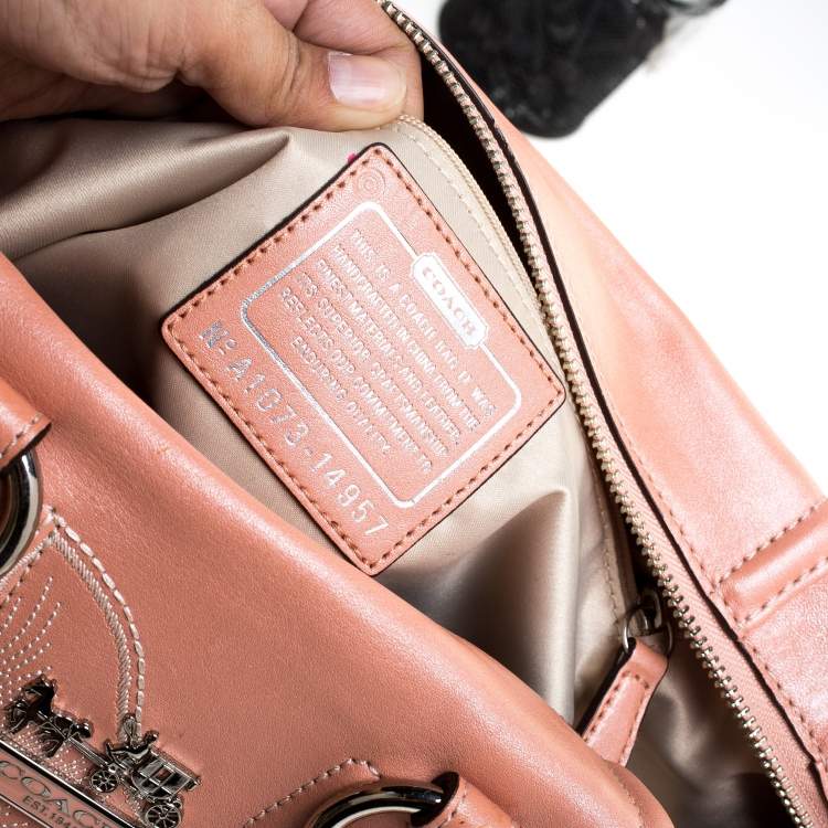Pre Owned Coach Coral Orange Leather Limited Edition Madison Satchel