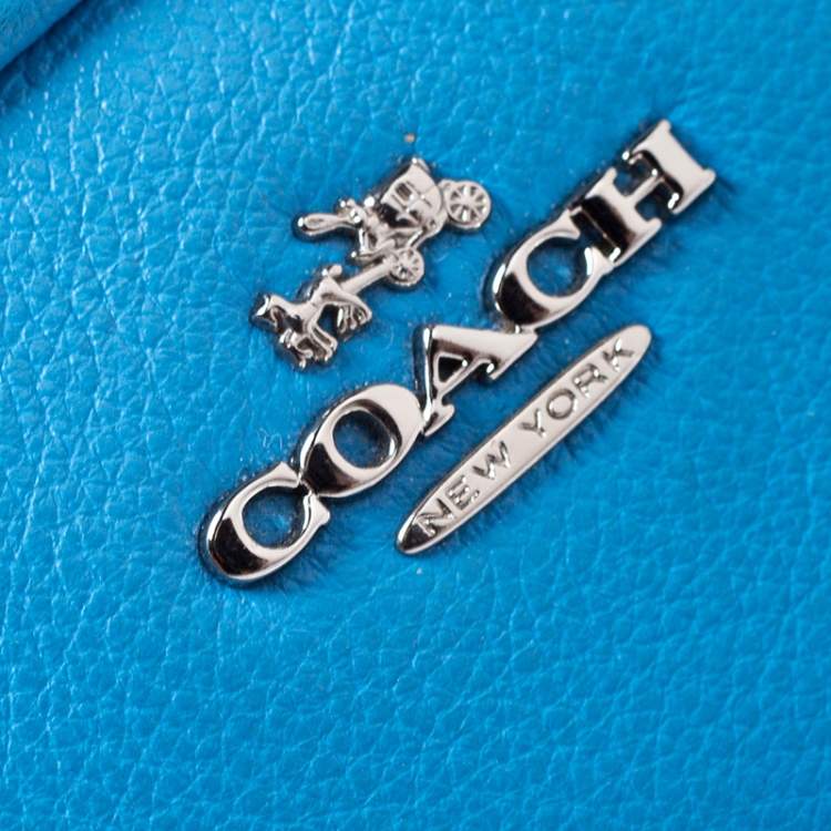 Pre Owned Coach Blue Leather Double Zip Camera Crossbody Bag