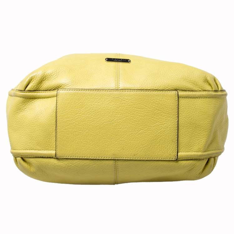 Pre Owned Coach Neon Yellow Leather Hobo