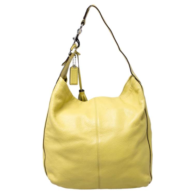 Pre Owned Coach Neon Yellow Leather Hobo