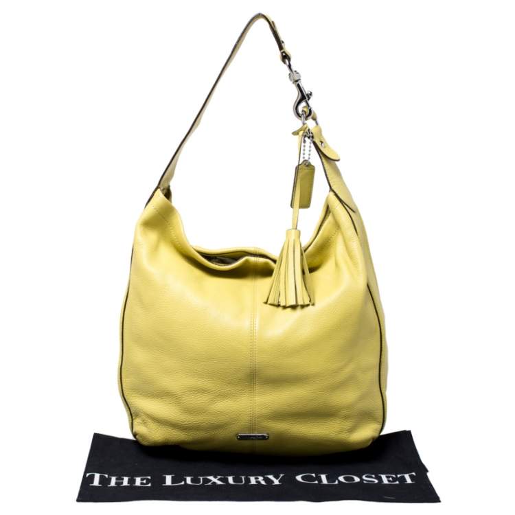 Pre Owned Coach Neon Yellow Leather Hobo