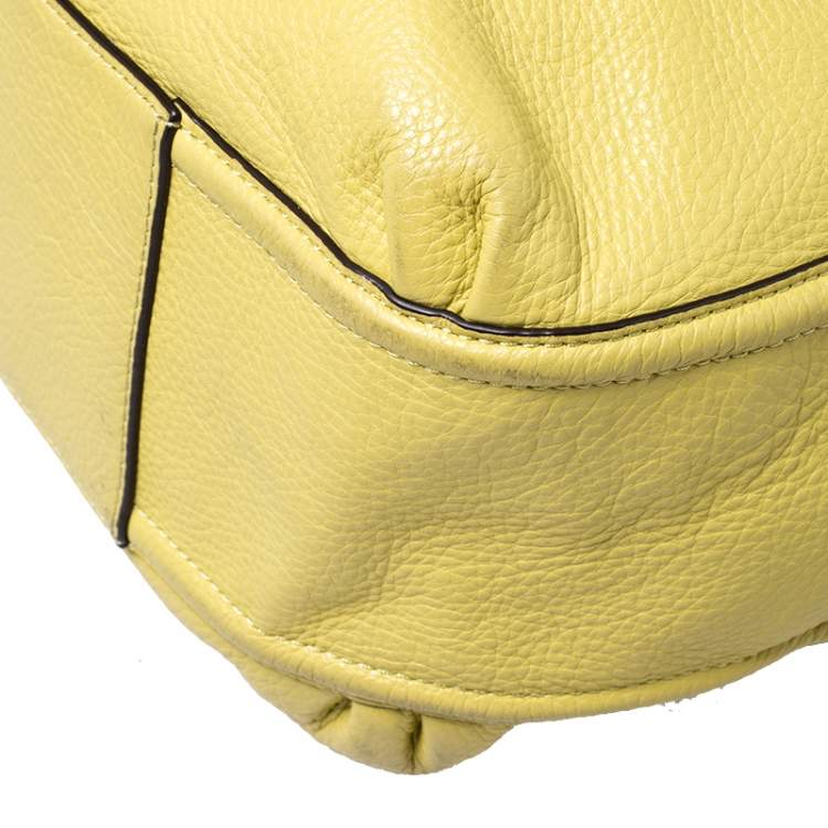 Pre Owned Coach Neon Yellow Leather Hobo