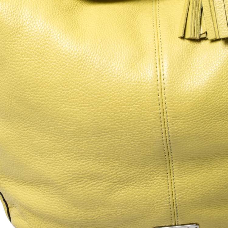 Pre Owned Coach Neon Yellow Leather Hobo