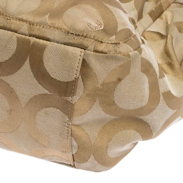 Pre Owned Coach Beige Canvas and Leather Op Art Parker Hobo